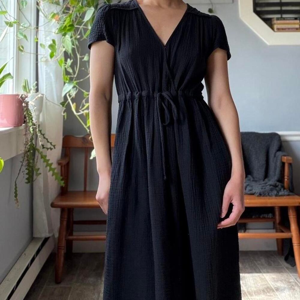 Christy Dawn Black Midi Wrap Dress